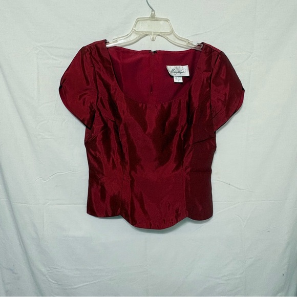 Michaelangelo Tops - Vintage Rampage red satin peplum top featuring a bold statement style